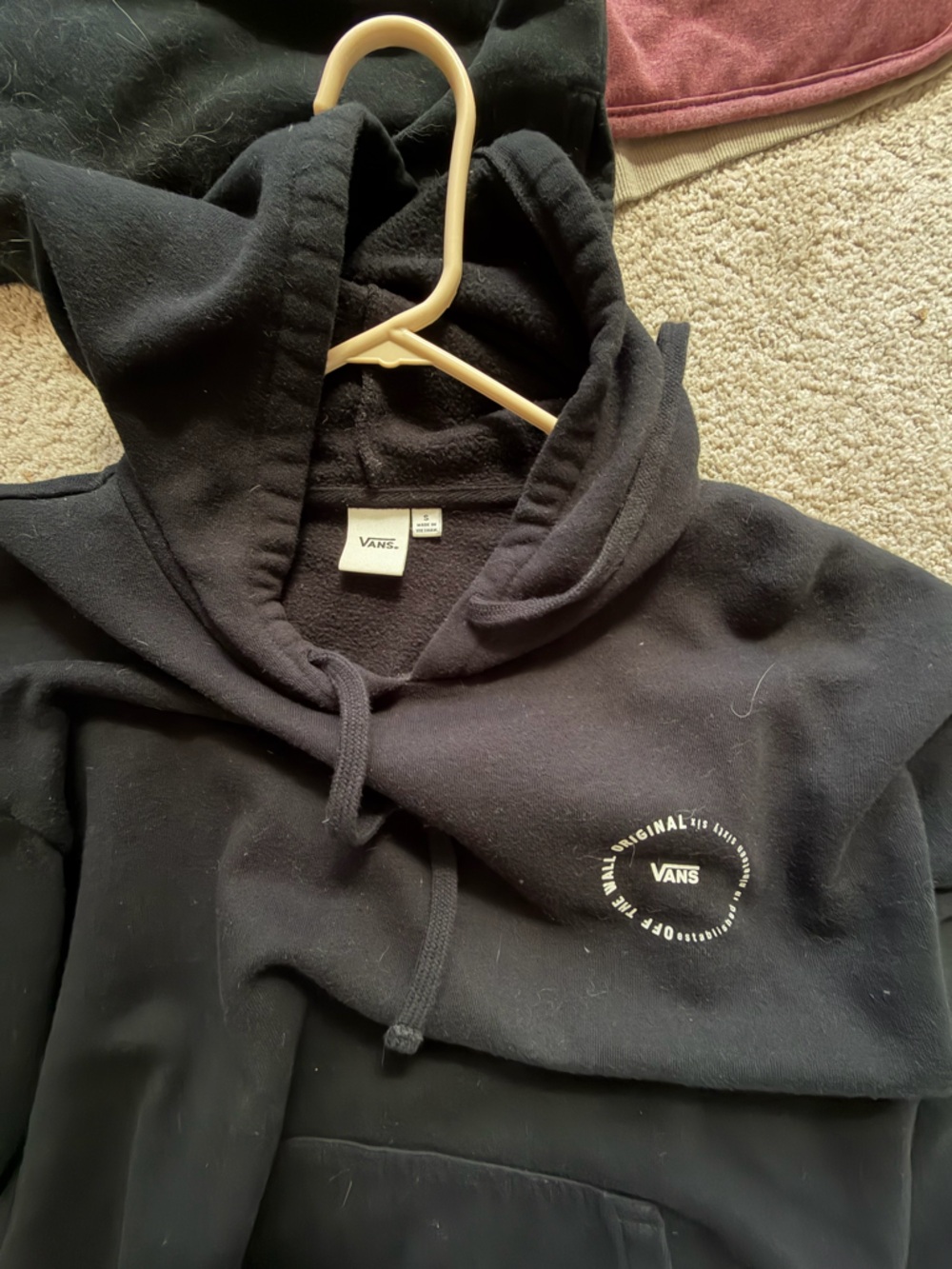 Vans Black Pullover Hoodie with Circular 'Off The Wall' Logo